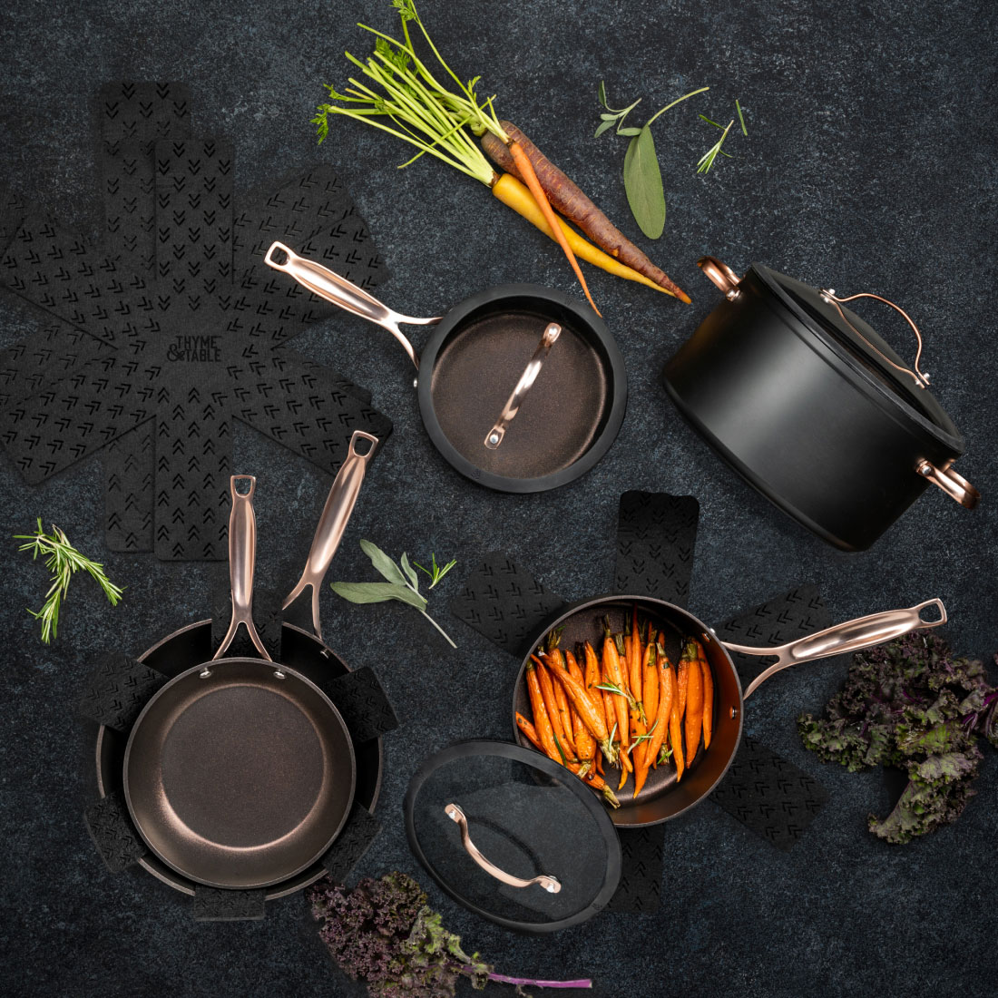 Thyme & Table Nonstick 12 Piece Supreme Cookware Set, Black 