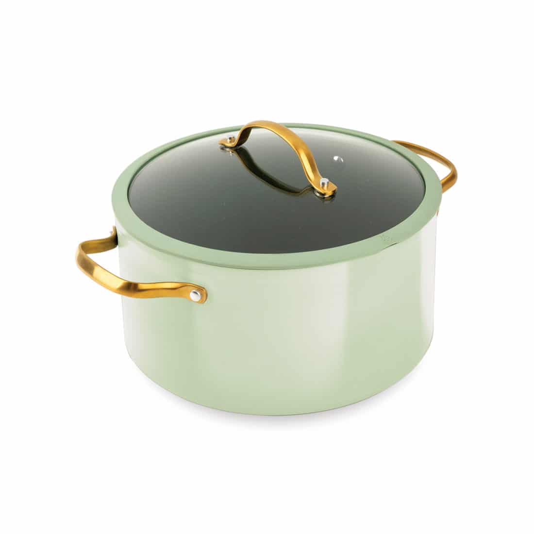 Made by Gather 19431 Beautiful 20pc Ceramic Non-Stick Cookware Set, Thyme  Green